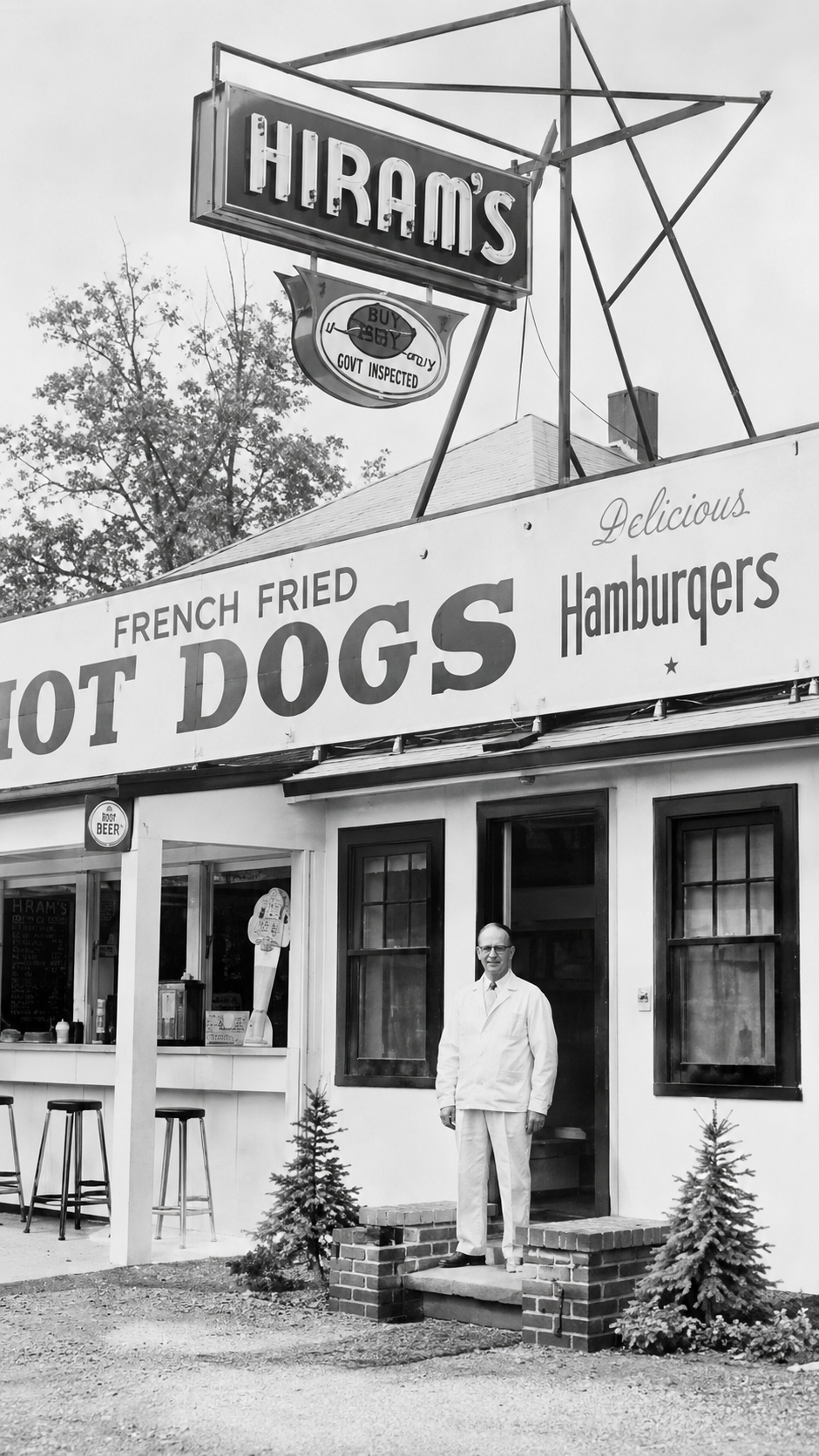 Hiram's Roadstand founder standing outside the original stand